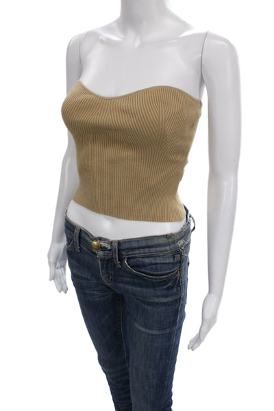 Reformation Womens Cropped Sleeveless Sweetheart Tank Beige Size S