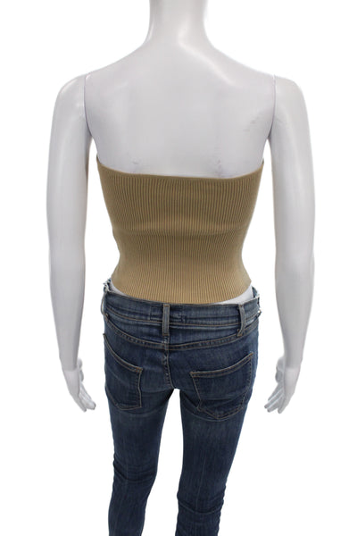 Reformation Womens Cropped Sleeveless Sweetheart Tank Beige Size S