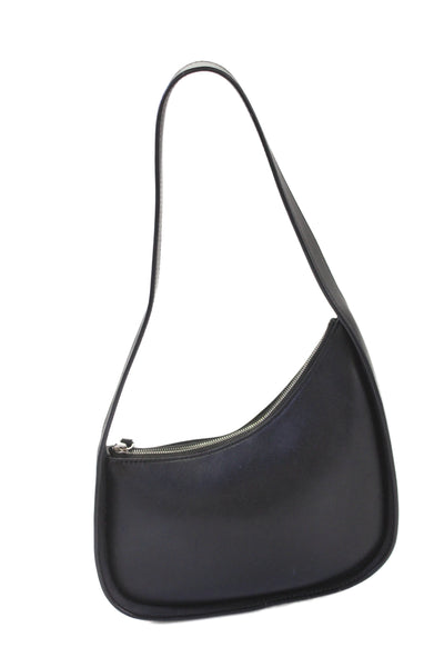 The Row Womens Leather Zipper Closure Satchel Shoulder Handbag Black