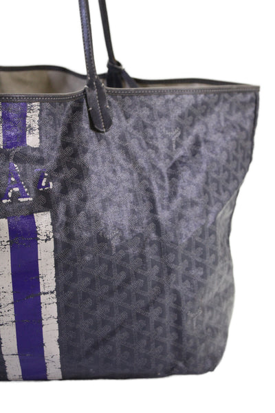 Goyard Womens Leather Open Front Tote Shoulder Handbag Grey Purple