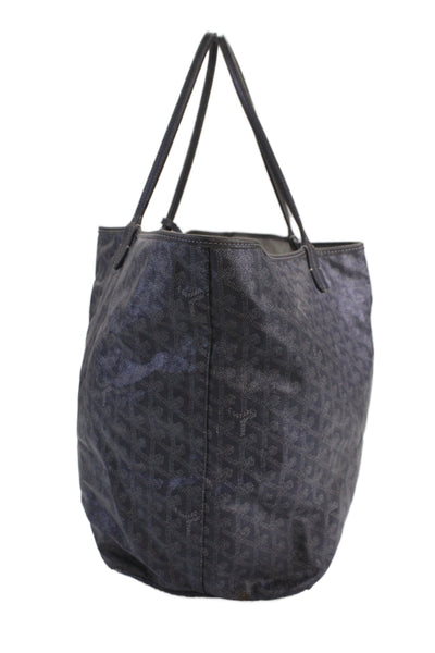 Goyard Womens Leather Open Front Tote Shoulder Handbag Grey Purple
