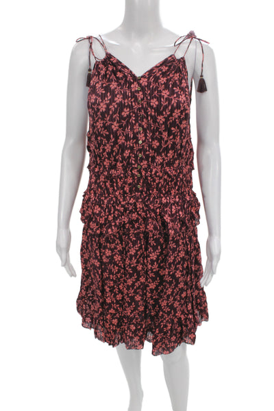 Ulla Johnson Womens Mini Floral V-Neck Sleeveless Dress Purple Size 8