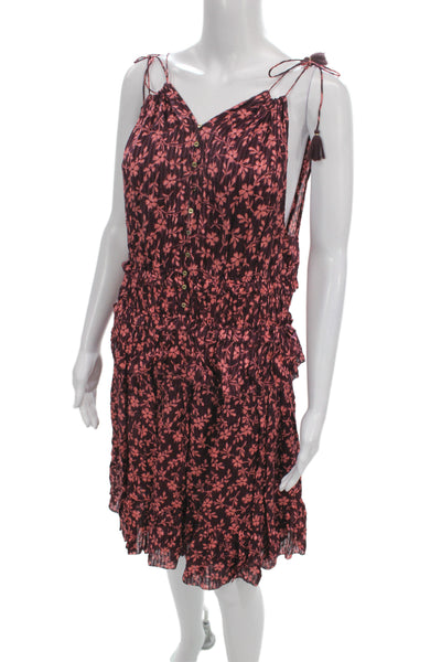 Ulla Johnson Womens Mini Floral V-Neck Sleeveless Dress Purple Size 8