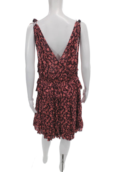Ulla Johnson Womens Mini Floral V-Neck Sleeveless Dress Purple Size 8