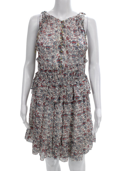 Ulla Johnson Womens Silk Floral V-Neck Sleeveless Mini Dress Bohemian Size 10