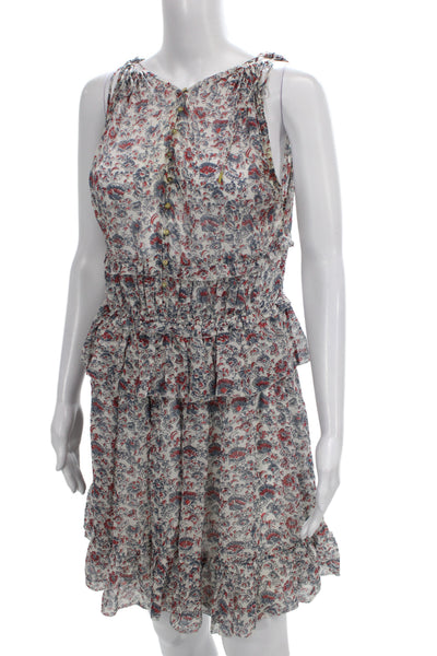 Ulla Johnson Womens Silk Floral V-Neck Sleeveless Mini Dress Bohemian Size 10