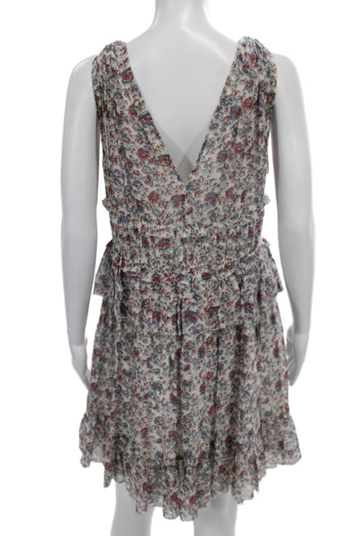 Ulla Johnson Womens Silk Floral V-Neck Sleeveless Mini Dress Bohemian Size 10