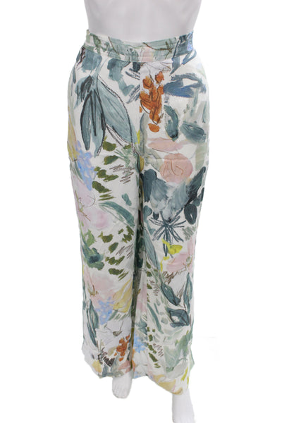 Ted Baker London Women Multicolor Floral Viscose Pants Pull On Size 4