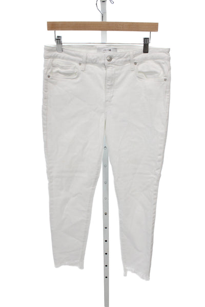 Joes Women Ankle Jeans White Mid Rise Cotton Blend Button Closure Size 32