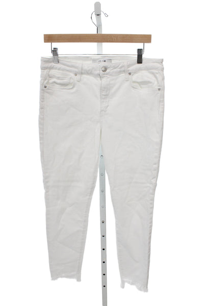 Joes Women Ankle Jeans White Mid Rise Cotton Blend Button Closure Size 32