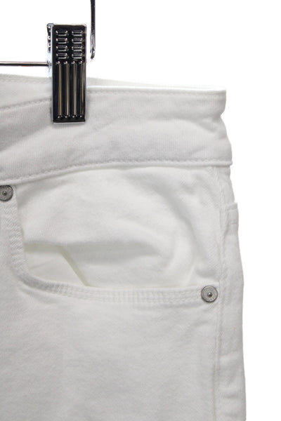 Joes Women Ankle Jeans White Mid Rise Cotton Blend Button Closure Size 32