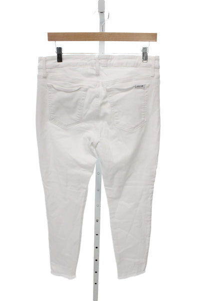 Joes Women Ankle Jeans White Mid Rise Cotton Blend Button Closure Size 32