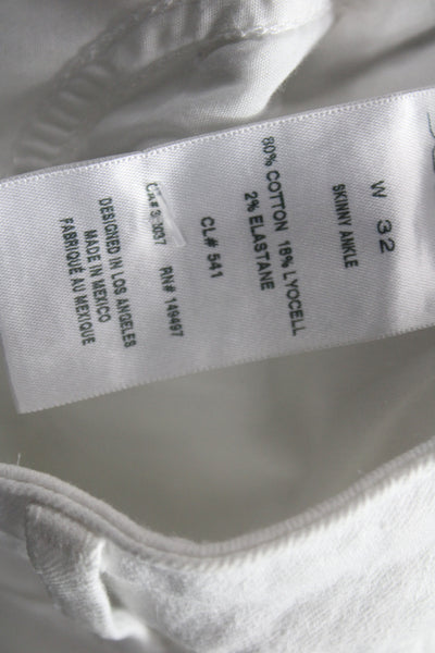 Joes Women Ankle Jeans White Mid Rise Cotton Blend Button Closure Size 32