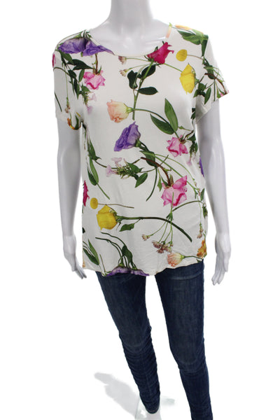 Ted Baker London Womens Floral Jersey Tee Multicolor Short Sleeve Size 4