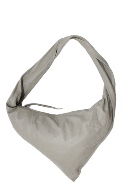 Lemaire Womens Single Strap Zip Top Leather Pouch Shoulder Handbag Gray