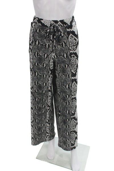 Michael Michael Kors Womens Cropped Animal Print Black Pants Drawstring Size 12