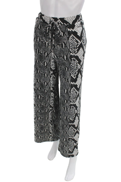 Michael Michael Kors Womens Cropped Animal Print Black Pants Drawstring Size 12