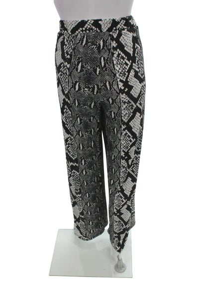 Michael Michael Kors Womens Cropped Animal Print Black Pants Drawstring Size 12