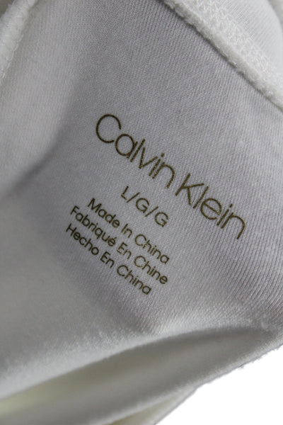 Calvin Klein Women White Sweatpants Drawstring Polyester Size L