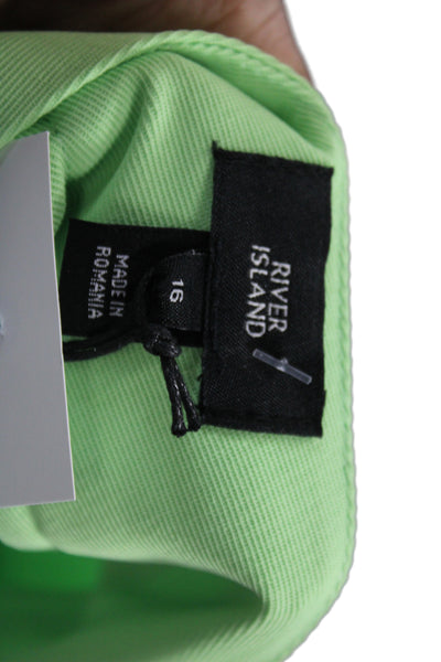River Island Women Green Polyester Dress Pants Button Closure Size 16