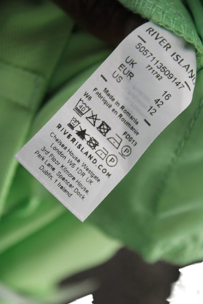 River Island Women Green Polyester Dress Pants Button Closure Size 16