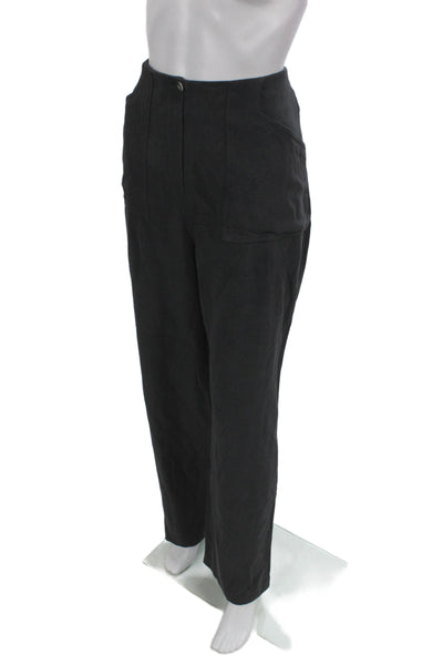 River Island Womens Dress Pants Black Viscose Button 32 Inseam Size 16 Tall