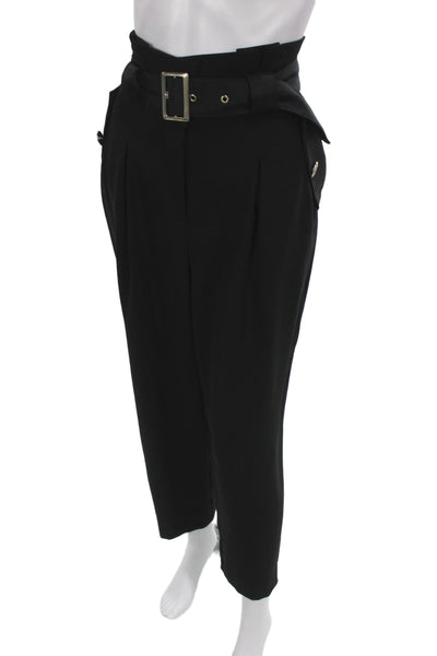 River Island Womens Paperbag Black Polyester Pants Buckle Size 16