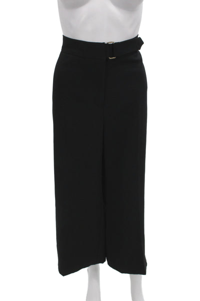 River Island Women Solid Black Dress Pants Polyester Buckle Size 14