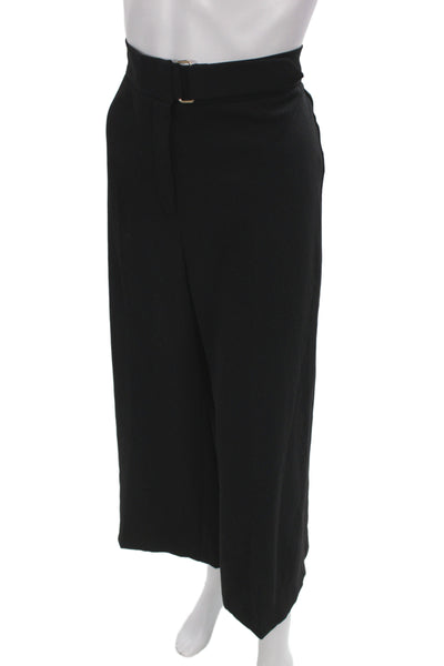River Island Women Solid Black Dress Pants Polyester Buckle Size 14
