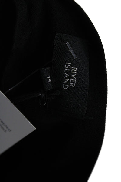 River Island Women Solid Black Dress Pants Polyester Buckle Size 14