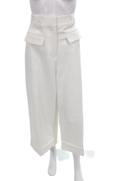 River Island Womens Cropped White Pants Polyester Size 14
