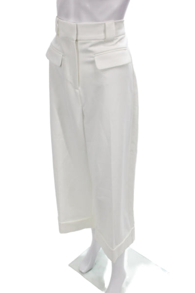 River Island Womens Cropped White Pants Polyester Size 14