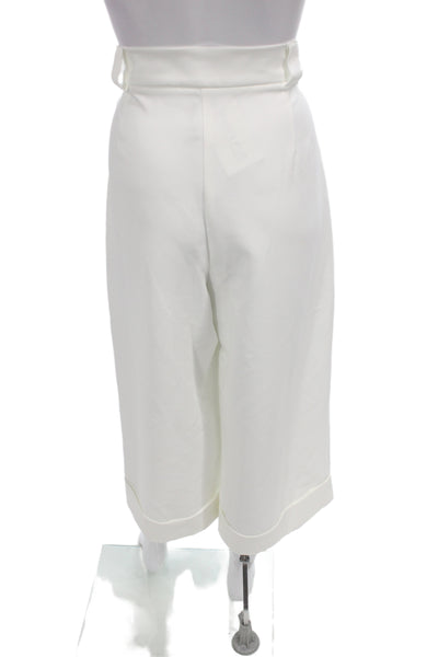 River Island Womens Cropped White Pants Polyester Size 14