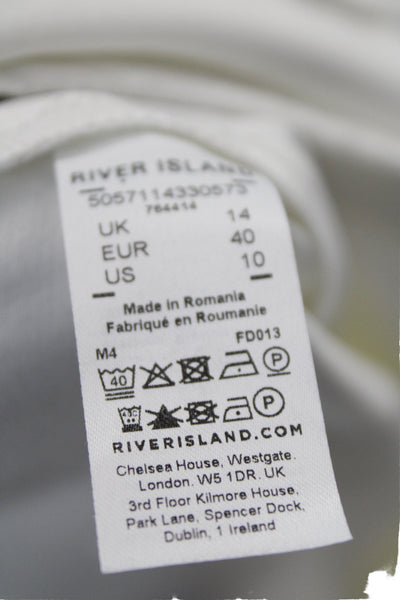 River Island Womens Cropped White Pants Polyester Size 14