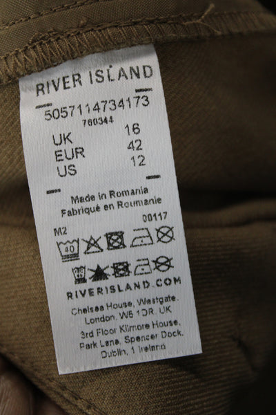 River Island Womens Paperbag Button Brown Pants Size 16