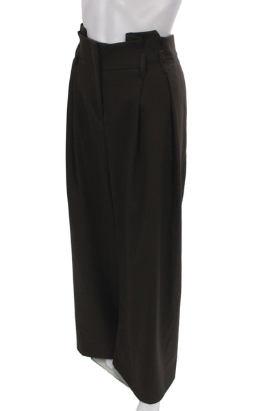 River Island Women Paperbag Pants Brown Button Waist Polyester Size 16