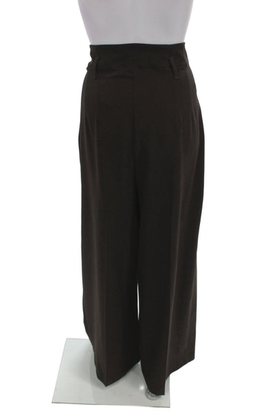 River Island Women Paperbag Pants Brown Button Waist Polyester Size 16