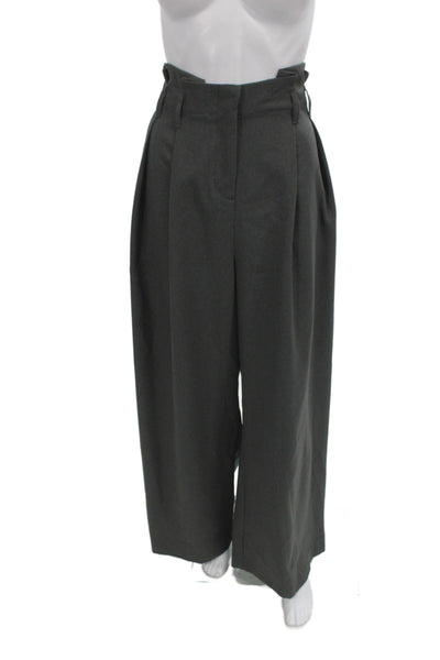 River Island Womens Paperbag Pants Gray Polyester Button Waist Size 16