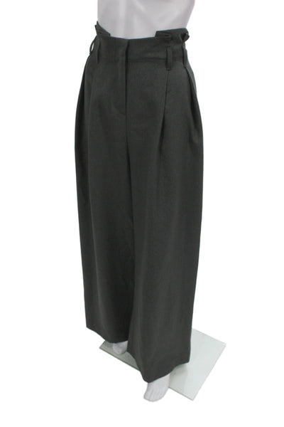 River Island Womens Paperbag Pants Gray Polyester Button Waist Size 16