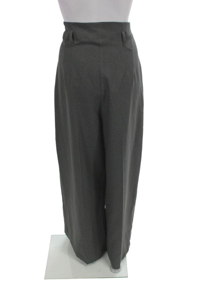 River Island Womens Paperbag Pants Gray Polyester Button Waist Size 16