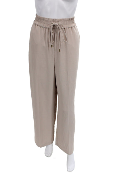 River Island Womens Dress Pants Beige Drawstring 100% Polyester Size 14