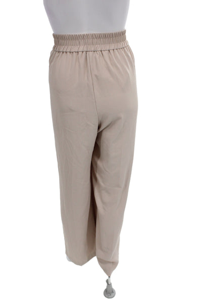 River Island Womens Dress Pants Beige Drawstring 100% Polyester Size 14