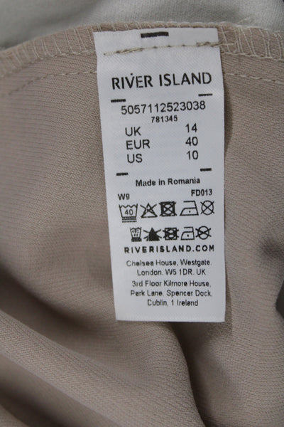 River Island Womens Dress Pants Beige Drawstring 100% Polyester Size 14