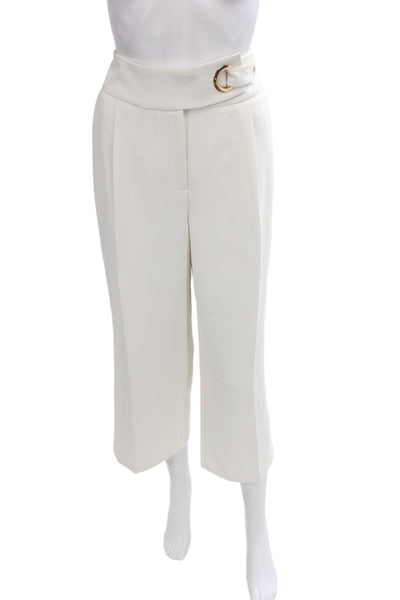 Tahari Womens Cropped White Pants Zip Closure Size 12