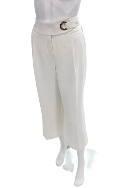 Tahari Womens Cropped White Pants Zip Closure Size 12