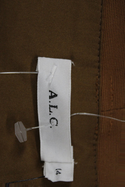 A.L.C. Womens Paperbag Pants Brown Buckle Cotton Casual Size 14
