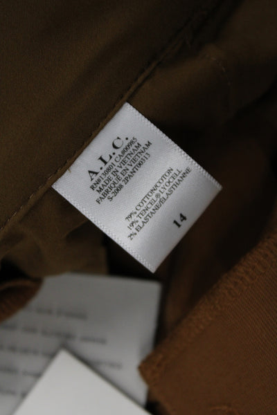 A.L.C. Womens Paperbag Pants Brown Buckle Cotton Casual Size 14