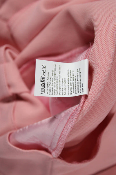 River Island Women Paperbag Pants Pink Tie Waist Solid Polyester Size 16