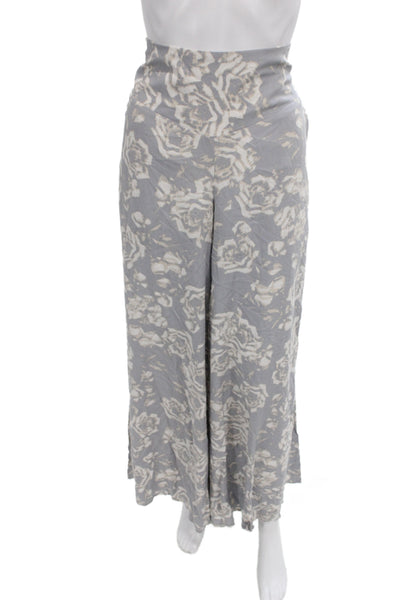Jack Women Paperbag Floral Gray Rayon Pants Size M