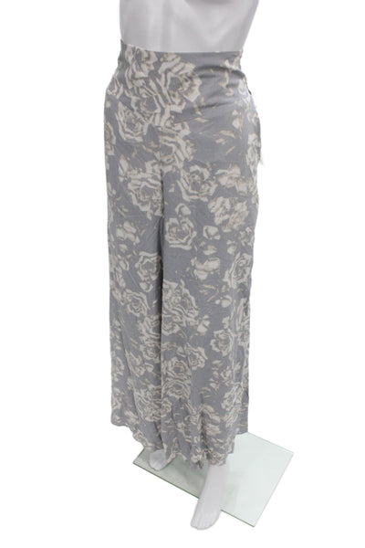 Jack Women Paperbag Floral Gray Rayon Pants Size M